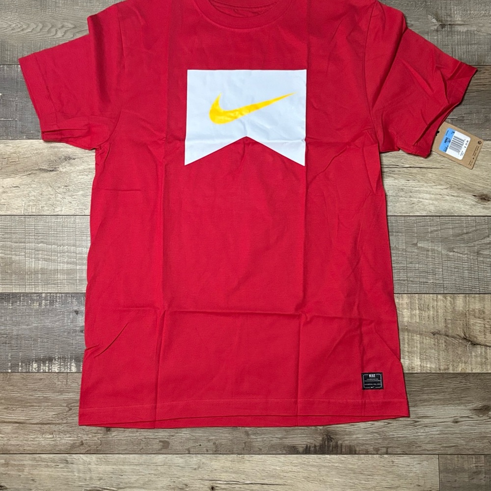Nike Red T-Shirt with Yellow Swoosh